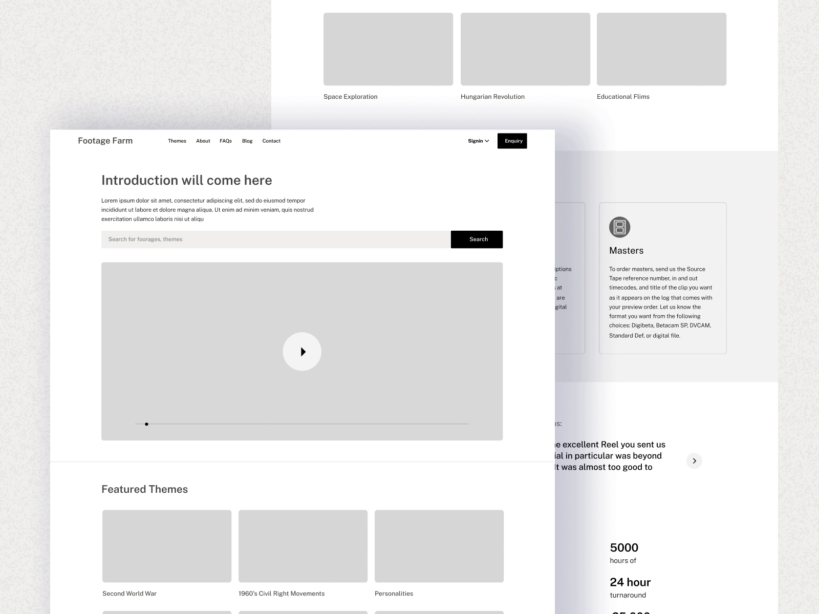 Footage Farm | Wireframe Vs Design archive banding cms data structure film public domain ui uiux vhs wireframe