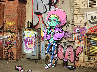 Townswoman adobe illustrator character characterdesign chelyabinsk citizen city concept girl graffiti illustration illustration on photo russia vector worm