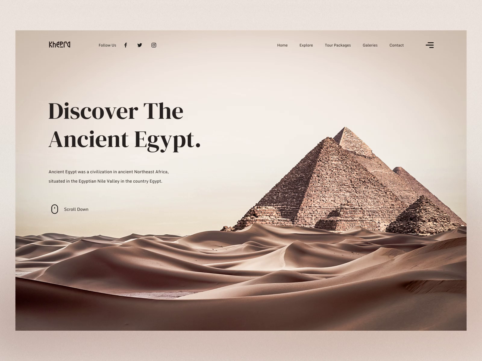 Example of Discover Egypt - Landing page