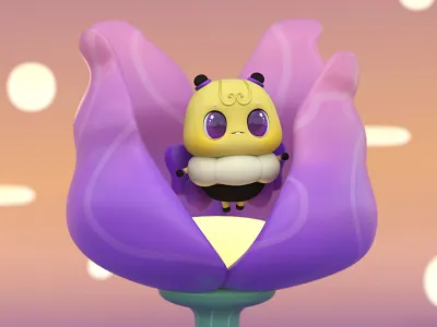 The Little Ribbon Bee 3d 3d art 3dcharacter character design graphicdesign illustration