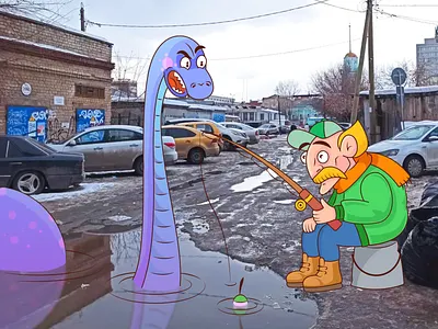 Fishing is prohibited 2d drawing illustration vector