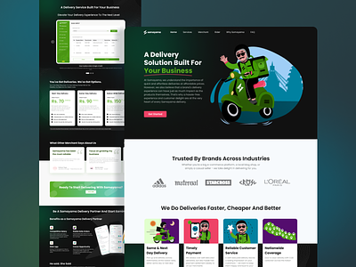 Samayama - Landing Page bold clean courier dark distributions green homepage illustration landing page logistic nepal single page startup uiux website