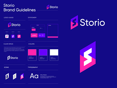 Storio logo branding brand branding design graphic design illustration logo logo design minimal modern s logo storio ui