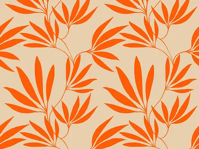 Electric tangerine leaves beige design electric tangerine flat floral illustration leaves orange pattern plant surfacedesign