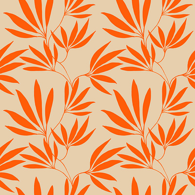 Electric tangerine leaves beige design electric tangerine flat floral illustration leaves orange pattern plant surfacedesign