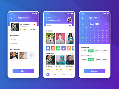 Doctor appointment app UI app branding creative design layout design modern design ui ui ux design ux