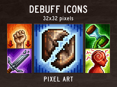 48 Debuff Skill Pixel Art Icons craftpix gameassets gamedev icons indiedev pixelart