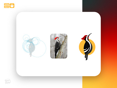 Woodpecker animal design drawing flat graphic design icon identity design illustration logo minimal pictorial logo woodpecker