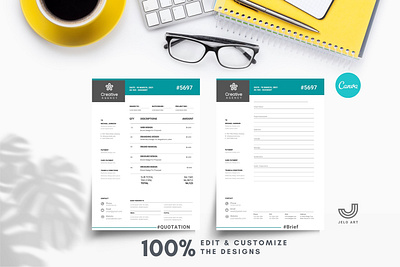 Canva Invoice Template Editable billing template business invoice digital invoice editable invoice freelance invoice invoice document invoice form invoice printable invoice template modern invoice order form photography invoice printable invoice