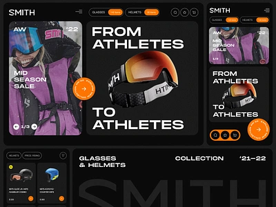 SMITH E-Shop Dark Theme design e commerce e shop helmets landing landingpage online store shop snowboarding sports ui uiux ux web website