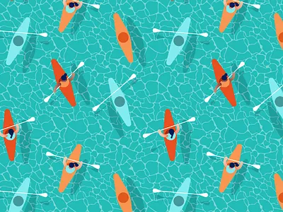 Kayak Party Pattern canoe girl sport girls icon illustraion kayak motivation olympic games pattern repeat rowing sports sports branding sportswear summer olympics swimming swimwear vector water water sports