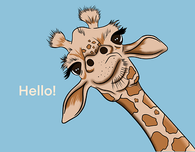 Hello dear friends! color cute cute animal digital illustration digitalart drawing giraffe hello illustration ipadpro light procreate shadow