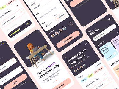 Task Management Mobile App 3d app interface ios list mobile app project management task task management to do to do app ui user interface ux