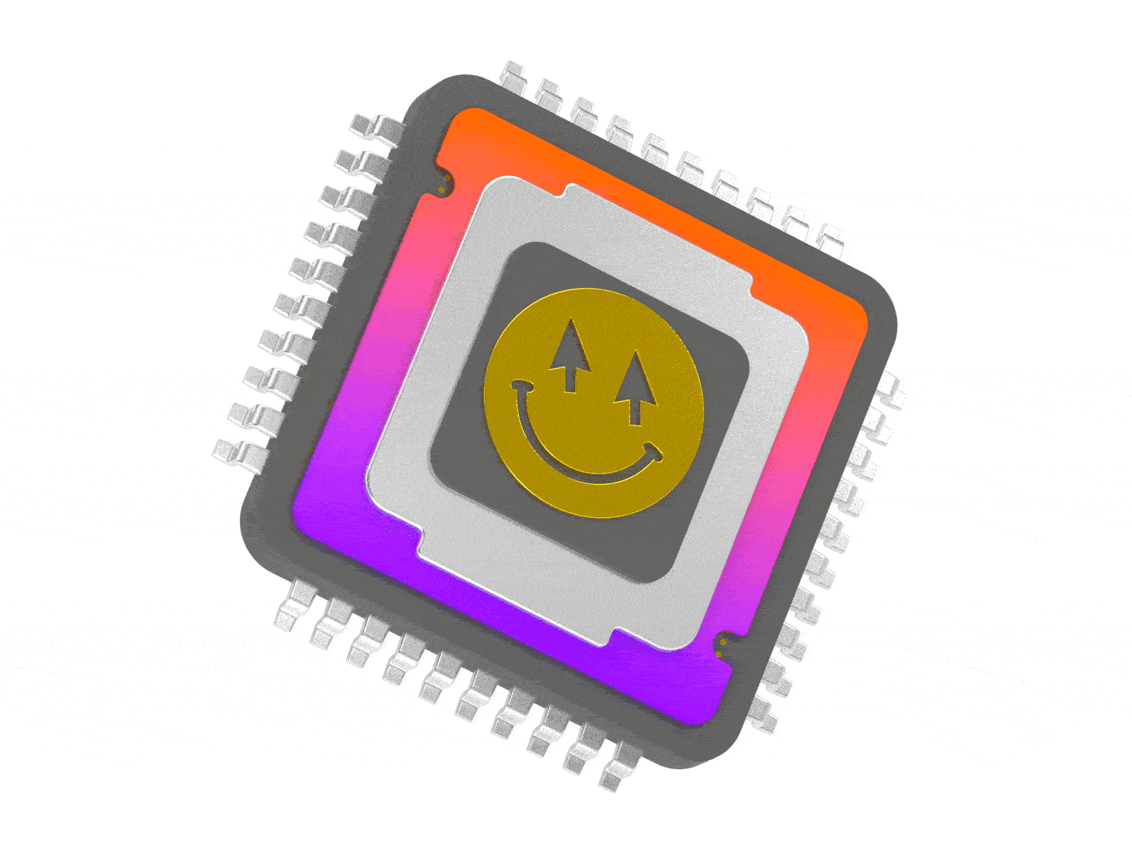 PROCESSOR 3d animation cgi gold intel loop processor smiley tech technology