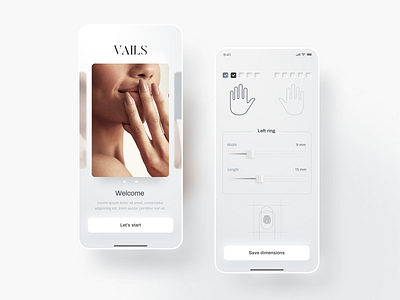 Nail app button dimension fashion fashion app filter fingerprint interface mobile mobile app morph nails onboarding ux welcome