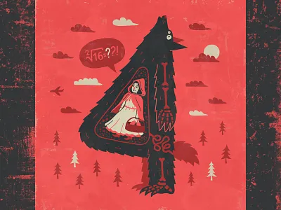 4 for 36 days of type 36 days of type 36daysoftype 4 amadine art design illustration red riding hood scary skeleton vector wolf