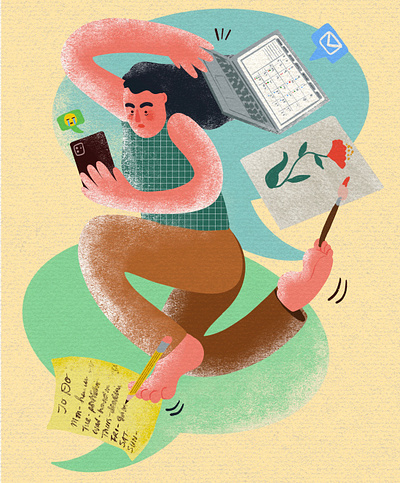 Yeah, I can fit it in my schedule digital illustration digitalart editorial icon illustration magazine procreate procreateapp web