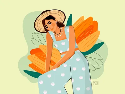 Tulips 2d 2d art art artwork character color colorful design flat girl girl illustration illustration illustrations illustrator tulip vector
