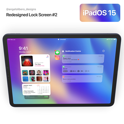 iPadOS 15 - Redesigned Lock Screen ios 15 ipad os ipad pro ipados 15 wwdc wwdc2021 wwdc21