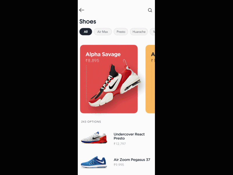 Parallax Effect aftereffects graphic interaction interaction design motion motion design motiongraphics nike shoes ui ui design uiux ux