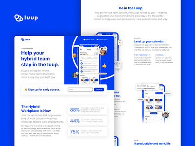 Luup App Landing Page android app app design emojis figma homepage hybrid ios lander landingpage luup marketing remote remote work startup ui ux web website workspace