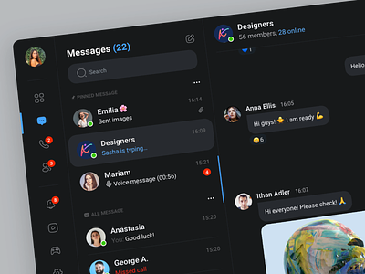 Messenger Dashboard chat chat dashboard dark mode dashboard design message messenger messenger dashboard ui uiux web design website