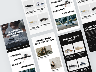 Nivi Responsive Landing Page bold brutalism clean ecommerce landing page minimalist mobile modern responsive shoes sneakers store