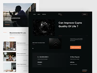 Crypto Landing Page Concept minimal bitcoin branding crypto cryptocurrency dark ui design ethereum home page landing page minimal minimalism minimalist minimalistic talavadze trade ui ux