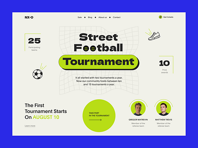 Street football tournament black design digitalbutlers football graphic design gray green illustration inspiration interface lending main screen minimal minimalism stroke typography ui ux web webdesign