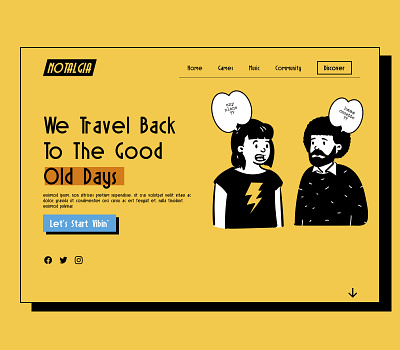 notalgia website 60s 80s figma illustration nostalgia nostalgic old fashioned old style oldschool retro retro design retrowave typography ui ux vector vintage web design website yellow