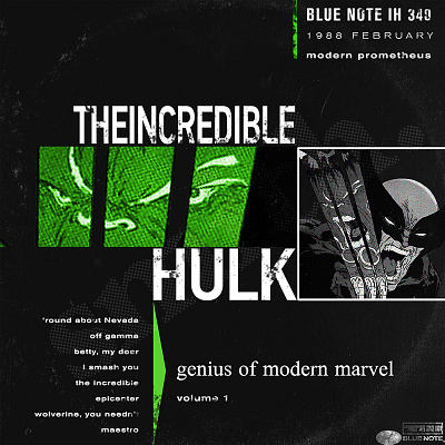 Marvel Blue Note Records - Incredible Hulk design illustration typography