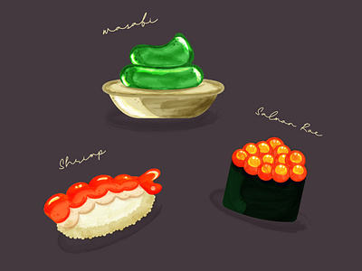 Watercolor Sushi. Adobe Illustrator Tutorial design food illustration japan sushi tasty vector watercolor