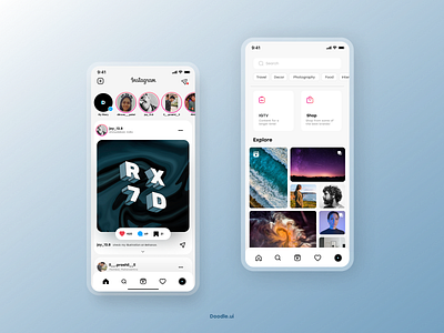 Instagram UI app app ui clean clean ui concept design flat instagram instagram redesign instagram ui minimal mobile app mobile ui ui uidesign uiux uiuxdesign userinterface ux web