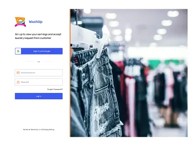 Laundry Log In Page android ui log in page log in screen ui ui ux ui design user experience design user interface user interface design web design webdesign website design