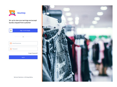 Laundry Log In Page android ui log in page log in screen ui ui ux ui design user experience design user interface user interface design web design webdesign website design
