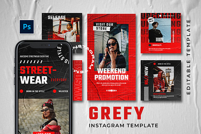 Grefy Instagram Posts & Stories advertising branding carousel color design instagram instagram banner instagram post instagram post template instagram posts instagram stories instagram story template instagram template instagram templates social media social media template stories story template templates