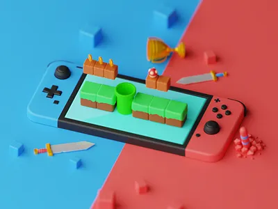 Nintendo Switch 3d 3d art art artwork blender design illustration isometric landing page website