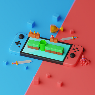 Nintendo Switch 3d 3d art art artwork blender design illustration isometric landing page website