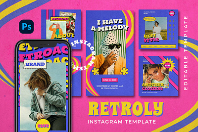 Retroly Instagram Posts & Stories advertising branding carousel color design instagram instagram banner instagram post instagram post template instagram posts instagram stories instagram story template instagram template instagram templates social media social media template stories story template templates