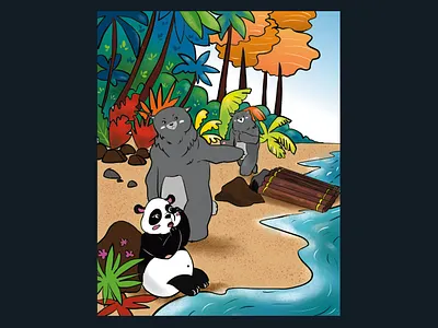 Bears beach bears children childrens illustration illustrator jungle panda racism