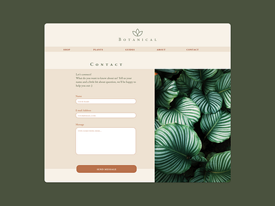 Daily UI #028 - Contact Us contact us contact us page daily daily ui daily ui 028 daily ui challenge dailyui dailyui 028 dailyuichallenge design plant plant shop ui ux web design website design