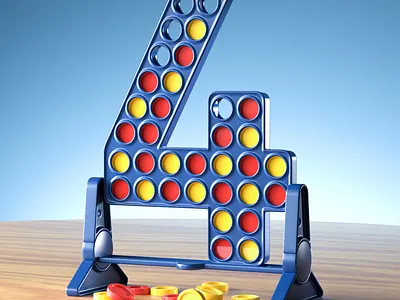 4 is for Connect Four 36days 36daysoftype 36daysoftype08 3d 3d art boardgame boardgames c4d cgi cinema4d connect 4 connect four hasbro illustration nft nftart redshift redshift3d render typography