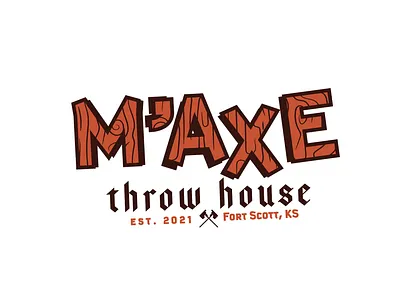 M'AXE Throw House axe axe throwing brand brand design bright color font fun kansascity logo type