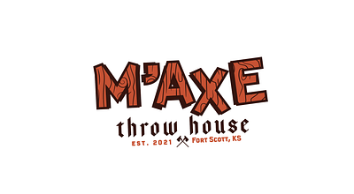 M'AXE Throw House axe axe throwing brand brand design bright color font fun kansascity logo type