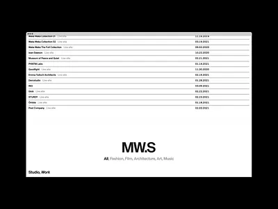 MW.S List design gif grid hero home motion portfolio typography ui website