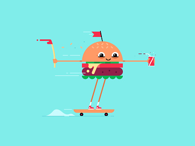 Junk Food Day burger character fast food food fries geometric illustration skate spot illustration vector