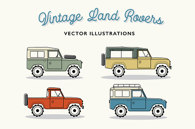 Vintage Land Rover illustrations 4x4 graphic design icon illustration illustrator jeep land rover vector vintage car