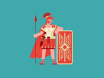 Roman Soldier ancient army flat history icon illustration line roman soldier vector