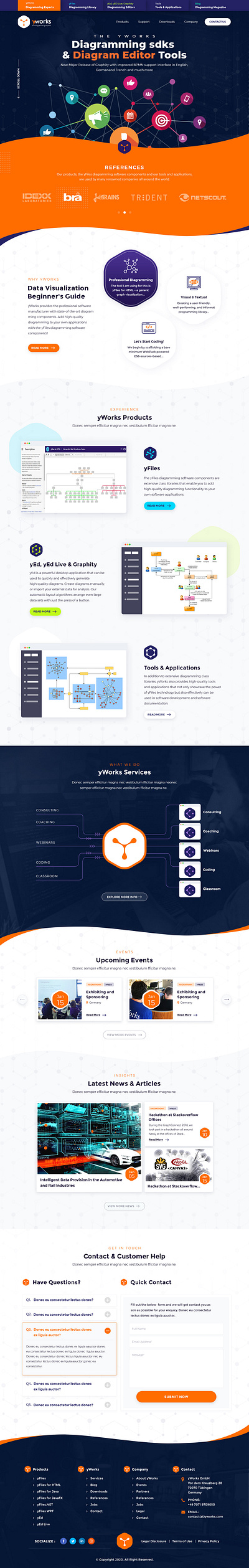 yWorks - the diagramming experts diagram editor illustrator photoshop vector website design