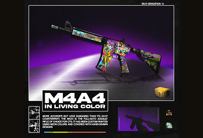 M4A4 Artwork artwork bright csgo csgo case graphic gun illustration m4 m4a4 neon new purple sensation snakebite weapon